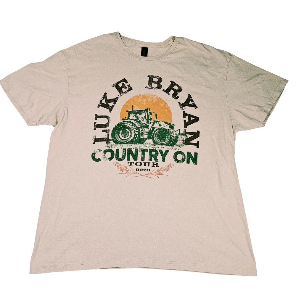 Luke Bryan Country On Tour 2023 Tractor Tan Graphic T-Shirt XL Country Fan